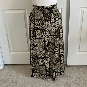 Anna And Frank 💯 % Silk Black and Tan Patchwork Maxi Skirt